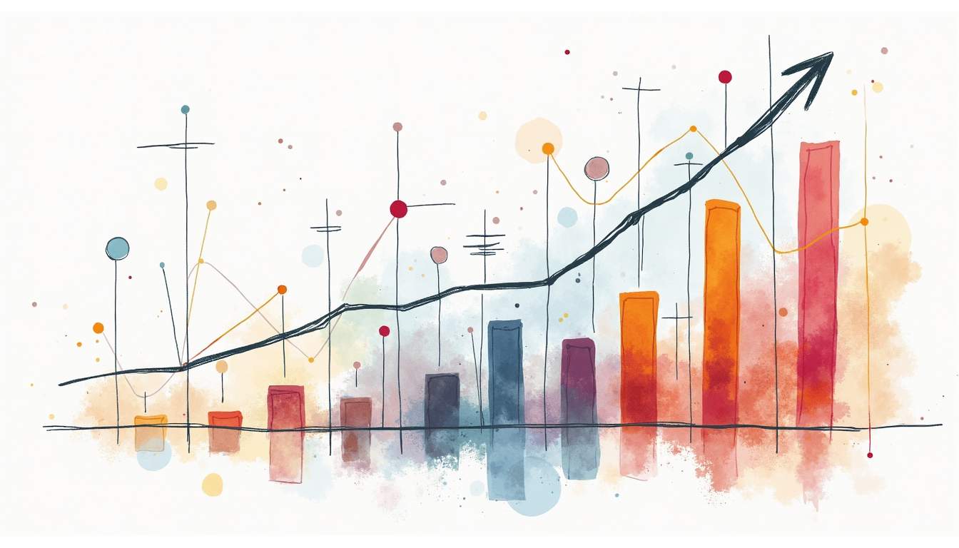 An abstract representation of a sales data dashboard