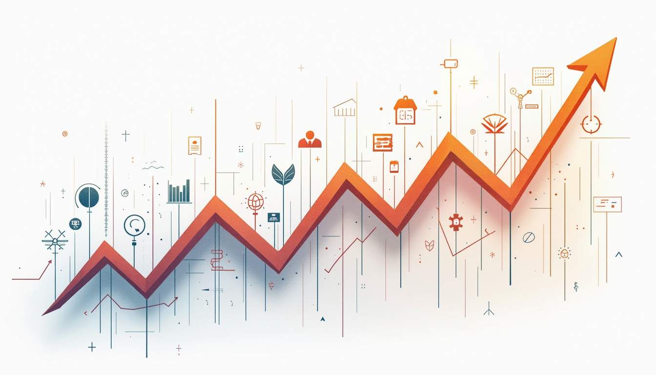 A dynamic line graph with upward trends
