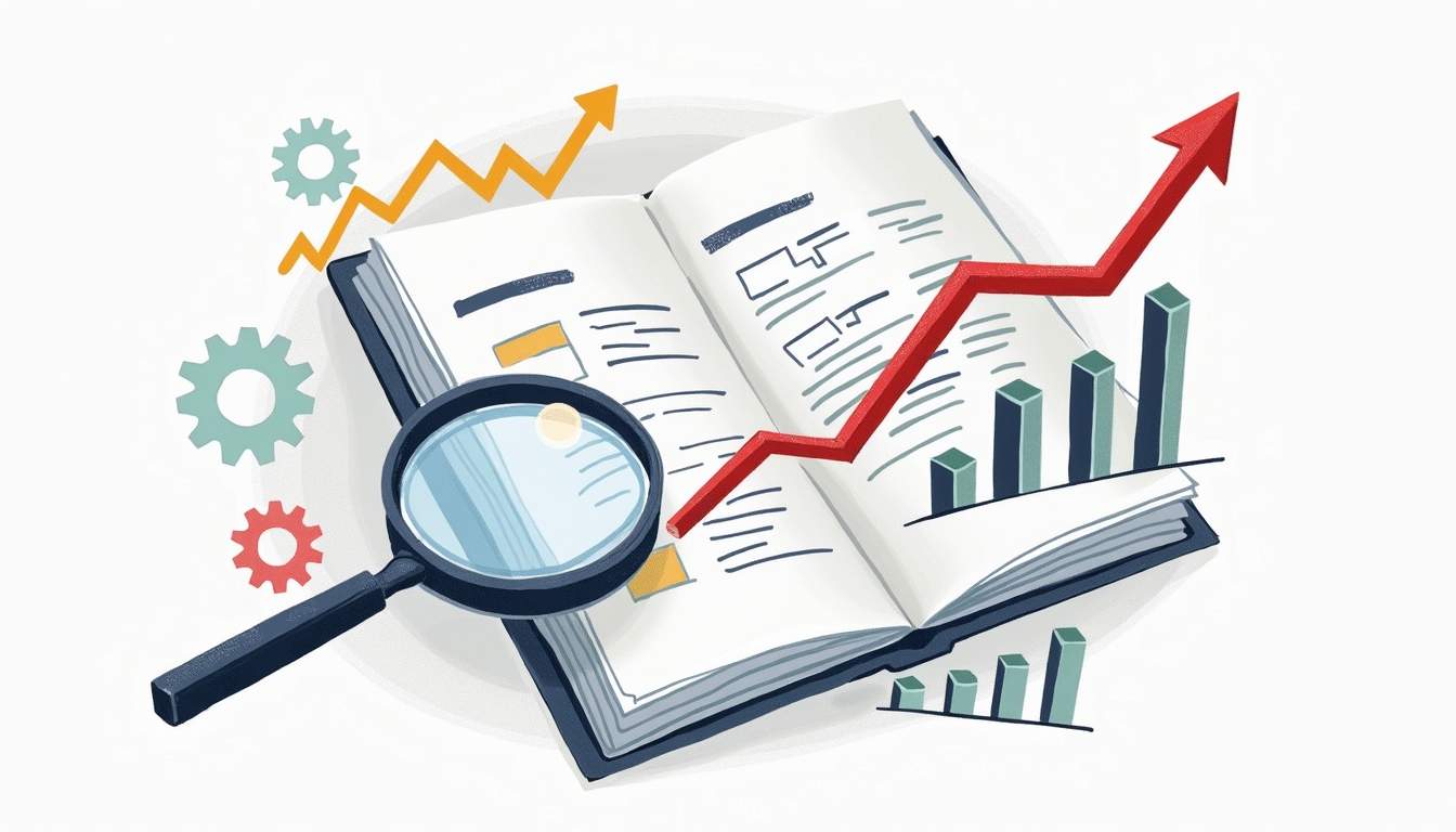 An open financial report with highlighted sections